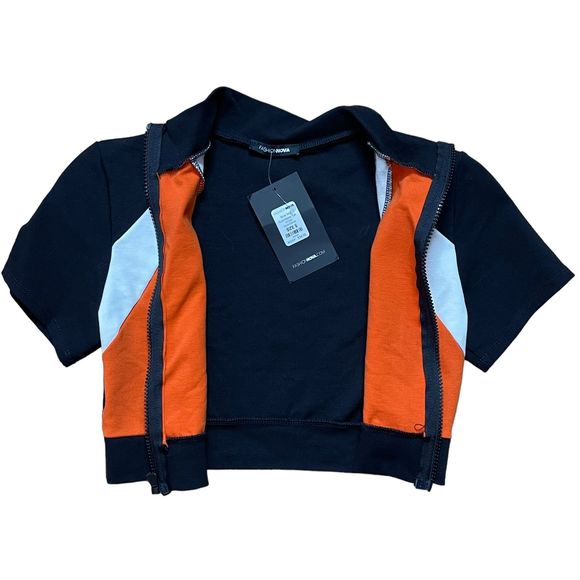 Fashion Nova NWT Girls Win Colorblock 2 Pc Set Shorts & Crop Top Black Orange S - Picture 6 of 10